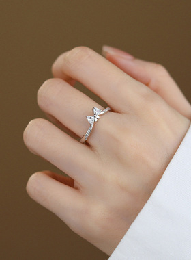 轻奢蝴蝶结戒指女个性甜美气质在逃公主网红直播开口可调节指环