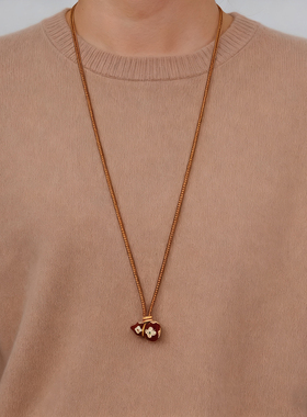 设计师款复古红珐琅葫芦项链