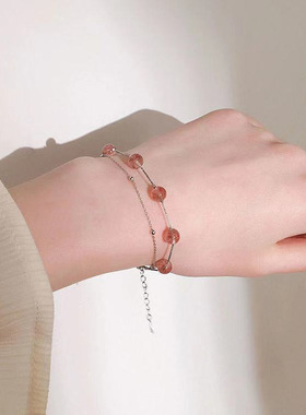 双层草莓晶手链超仙网红ins饰品