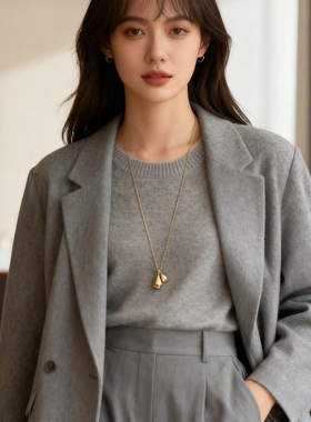 简约风金属水滴吊坠项链