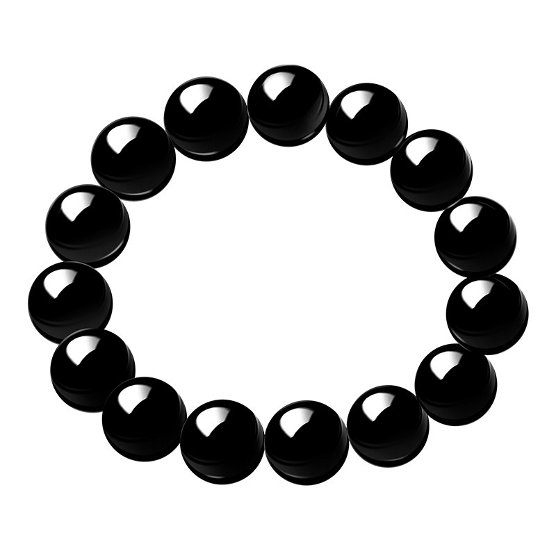 天然乌金黑曜石男女款纯黑佛珠手串 火杜手链