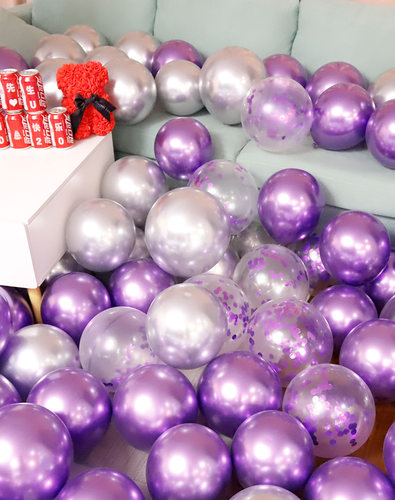 10个装金属色气球婚房装饰生日派对场景布置圆形乳胶开业装扮12寸 - 图1