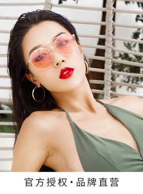 女夏网海边街拍韩版潮圆脸太阳镜