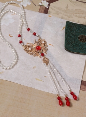 手工长款璎珞项链明制立领流苏软璎珞汉服配饰汉服项圈