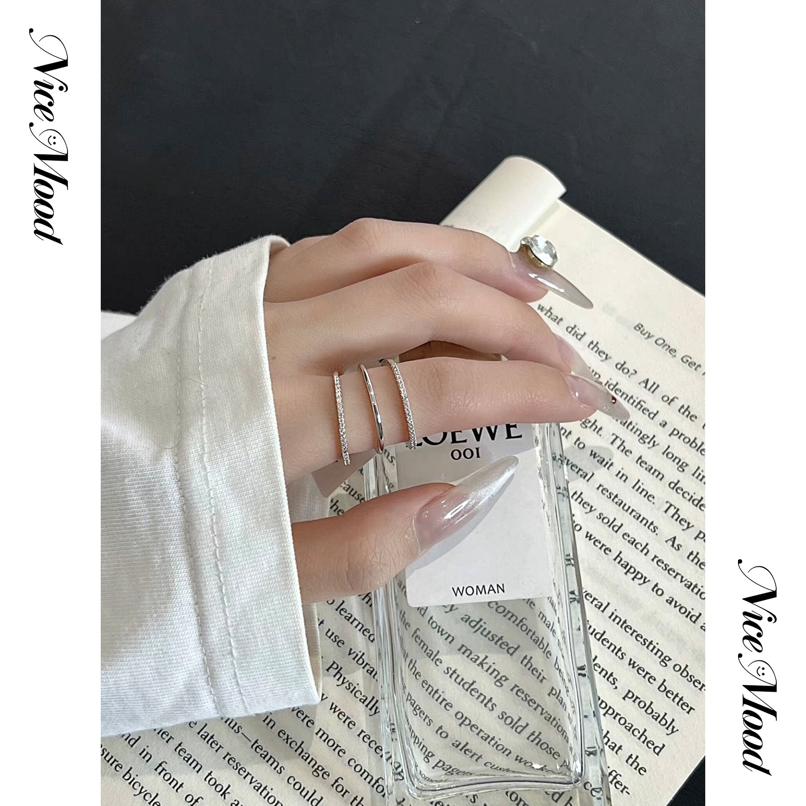 Fine glitter hollow plain ring multi-layered ring new gift