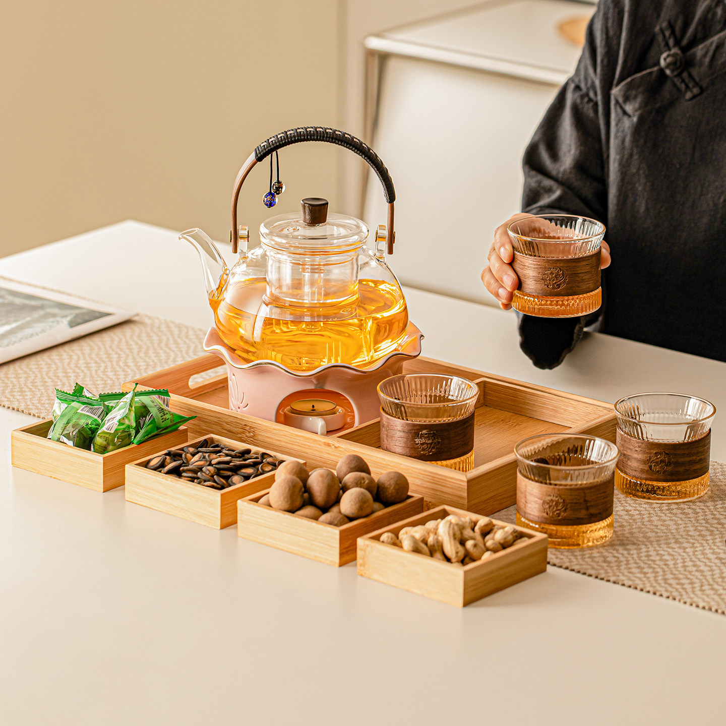 烛火温茶炉玻璃煮茶壶家用轻奢高档防烫酒精灯蜡烛台烧水2026新款,淘宝优惠券,粉丝福利购,淘宝优惠卷