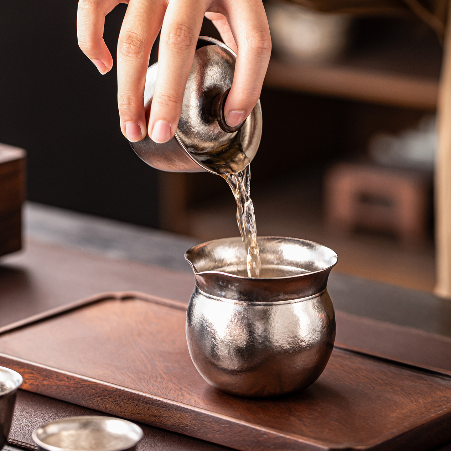Pure titanium travel tea set, portable anti-scald kung fu tea set, one bowl and two cups, indoor and outdoor camping tea storage