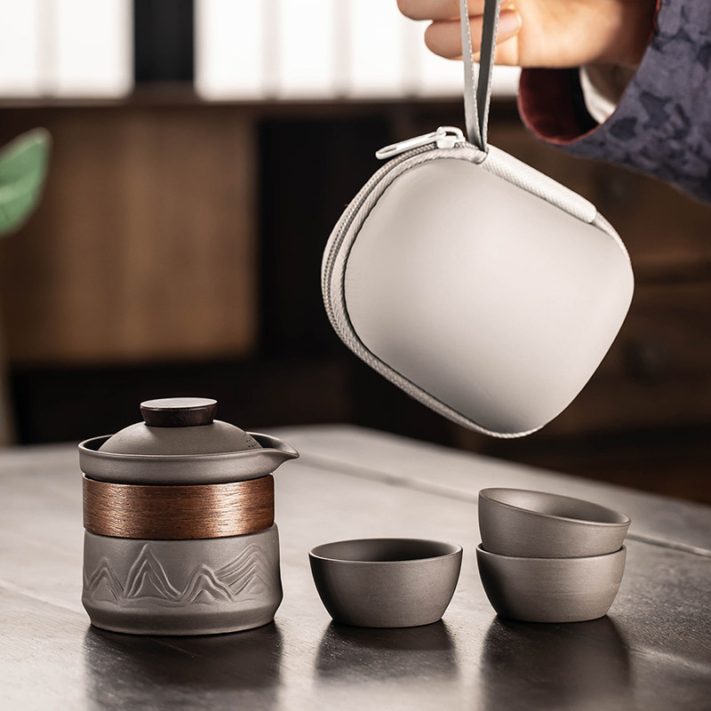 Jiangxu portable purple clay travel tea set for making tea with you