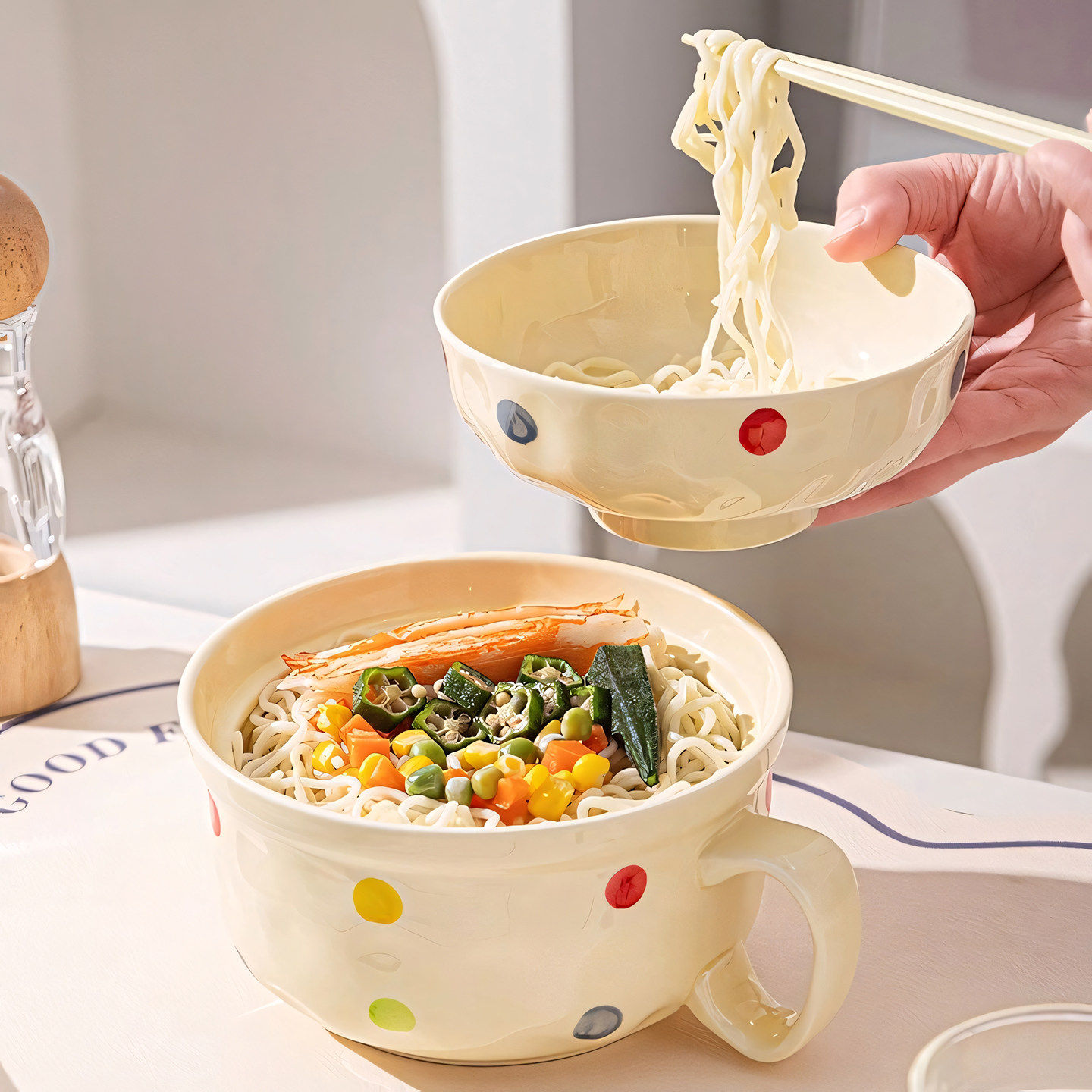 ins风陶瓷餐具带盖家用高颜值可爱泡面碗学生宿舍用方便面碗套装,淘宝优惠券,粉丝福利购,淘宝优惠卷