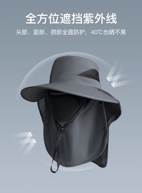 夏季防晒渔夫帽宽帽檐户外