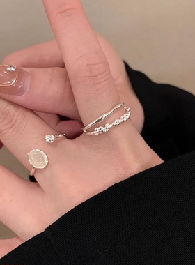 srrmhyn月光石组合白月光戒指女