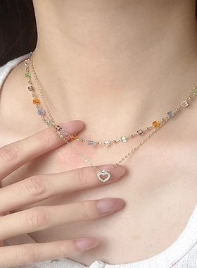 srrmhyn彩色多巴胺项链女爱心