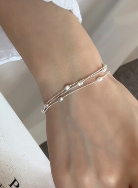 简约多层气质豆手链女不规