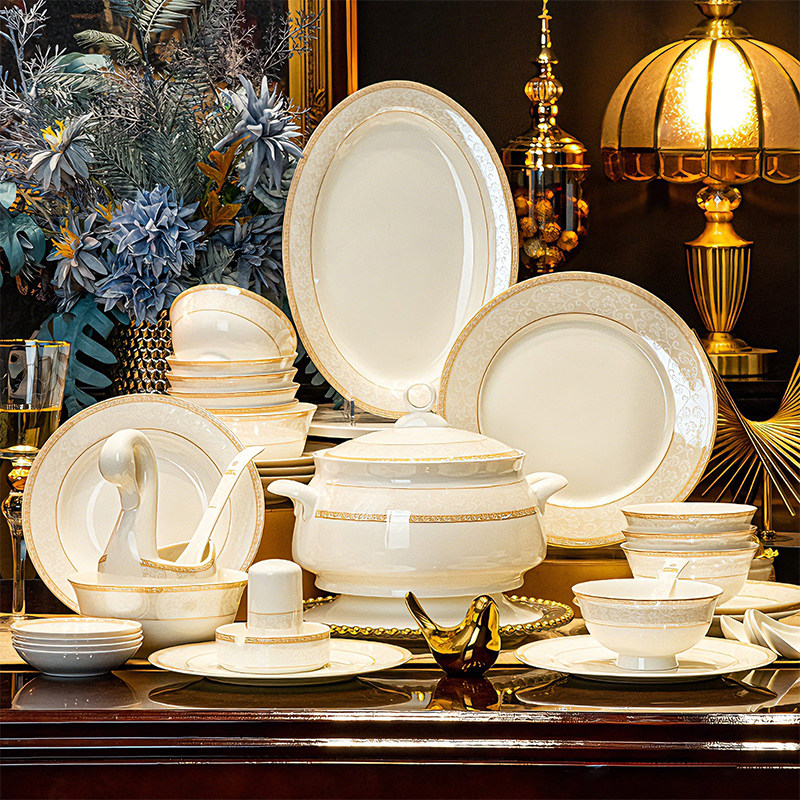 碗家用2026新款高颜值陶瓷碗盘景德镇轻奢骨瓷餐具套装饭碗碟乔迁