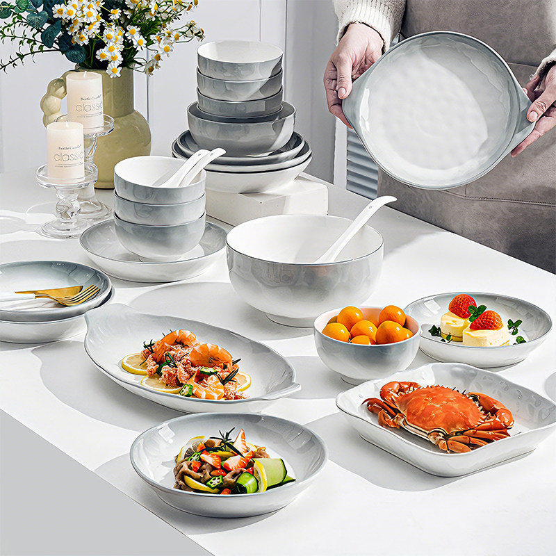 碗家用2026新款高颜值釉下彩餐具套装景德镇陶瓷饭碗具碟盘筷乔迁