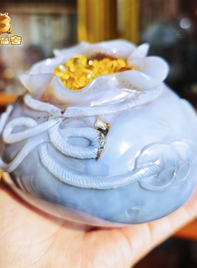 灵蟾晶舍Ｉ海纳百财Ｉ收藏级天然玛瑙水晶大钱袋招财聚财旺财169