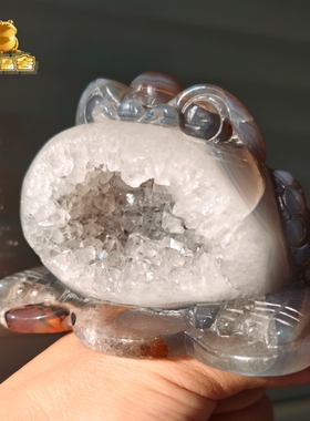 灵蟾晶舍｜净赚小目标｜天然玛瑙水晶金蟾摆件招财聚财消磁补能25