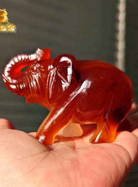 灵蟾晶舍｜吉象聚宝｜天然玛瑙红玉髓大象摆件招财聚财81