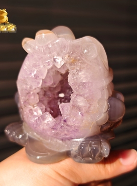 灵蟾晶舍｜一夜暴富｜天然玛瑙紫水晶金蟾摆件招财聚财引贵仁86