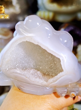 灵蟾晶舍｜致富｜天然玛瑙白水晶金蟾摆件招财聚财发财风水装饰