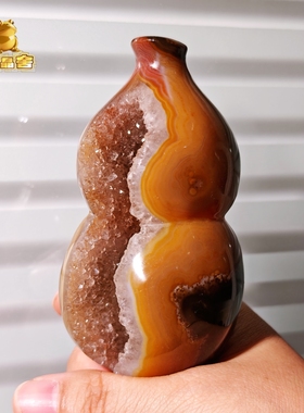 灵蟾晶舍｜福禄寿喜｜天然玛瑙水晶葫芦摆件招财聚财赚钱装饰124