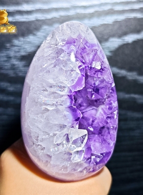 灵蟾晶舍｜紫薇灵宝｜天然全拋爆彩紫水晶大牙龙蛋招财摆件173