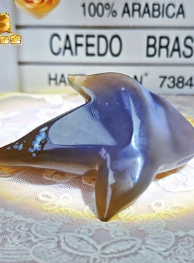 灵蟾晶舍｜飞黄腾达｜天然金色水草花玛瑙软糖水晶鲸鱼招财引贵70