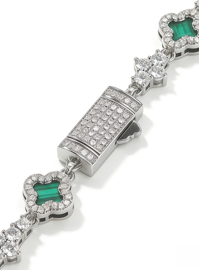 嘻哈四叶草镶钻手链男女款