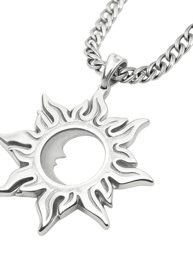 KWENS原创设计银月太阳花项链