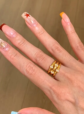 中古三环老钱风戒指女指环戒