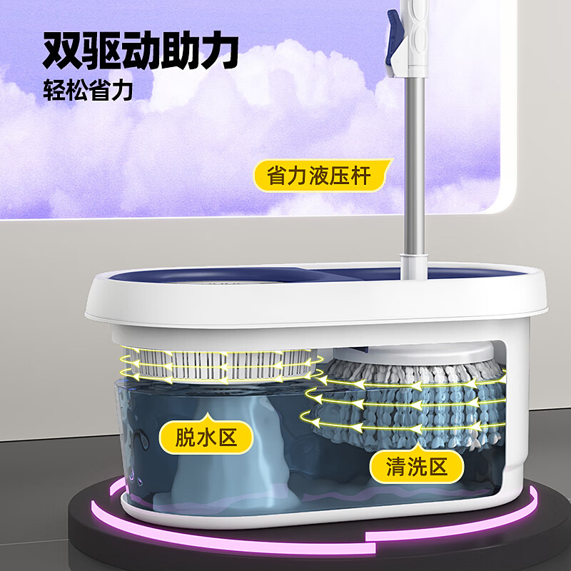 拖把家用一拖净免手洗2024懒人旋转拖把桶地拖布吸水墩布拖地神器
