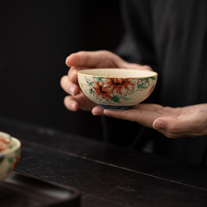 Caramel Glaze Flint Red Retro Blue and White Handheld Pot Travel Tea Set Outdoor Business Travel Portable Quick Cup