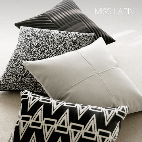 澜品 CocoCushion简约艺术黑白纯粹抱枕几何沙发客厅皮革靠垫枕套 - 图1