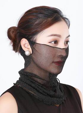 面纱遮脸丝巾女士夏季护脖