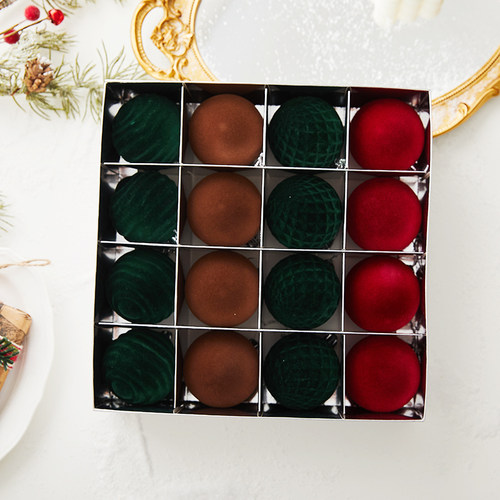 圣诞植绒球创意6cm圣诞球毛绒纹理球圣诞树挂件节日氛围装饰品 - 图3