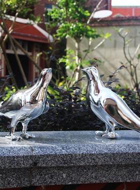 仿真鸽子摆件动物雕塑仿不锈钢铜小鸟燕子户外庭院花园室内装饰品