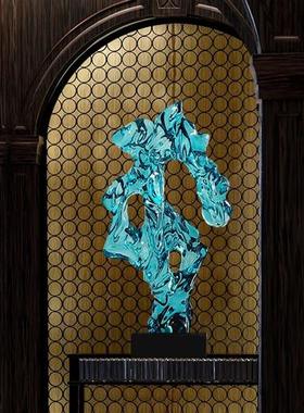 新房玄关摆件进门高档装饰透明太湖石雕塑中式软装轻奢树脂工艺品