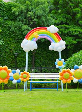 户外景区网红秋千座椅摆件公园售楼处彩虹云朵爱心打卡玻璃钢雕塑
