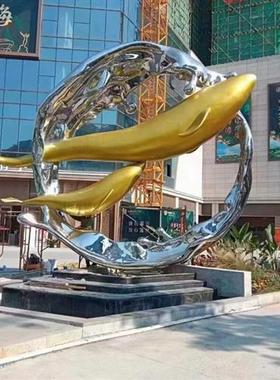 大型户外景观玻璃钢不锈钢雕塑摆件环氧透明树脂浪花水花假山定制