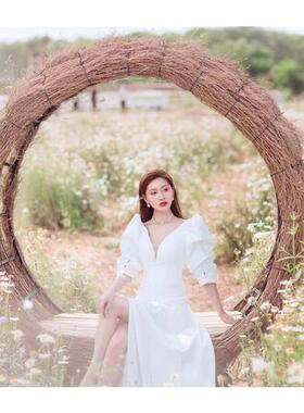 户外景区休闲网红打卡设计点装饰拍照摆件道具鸟巢藤编椅秋千巨型