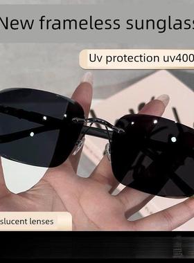 德国品质无框太阳镜采云时尚俄罗斯大白鲨男女款防紫外线高清眼镜