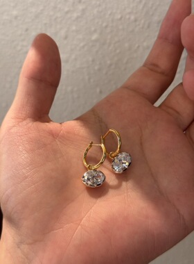 爆闪！海莉同款~重工版莫桑钻分色电镀鸽子两克拉椭圆耳环吊坠925