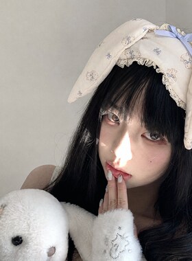 纯欲ins风兔耳眼罩甜妹少女卡通可爱元气软萌网红午休睡觉蝴蝶结