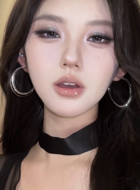 轻奢辣妹闪钻双圈耳环女古早感夸张小众高级感个性大耳圈耳钉耳饰