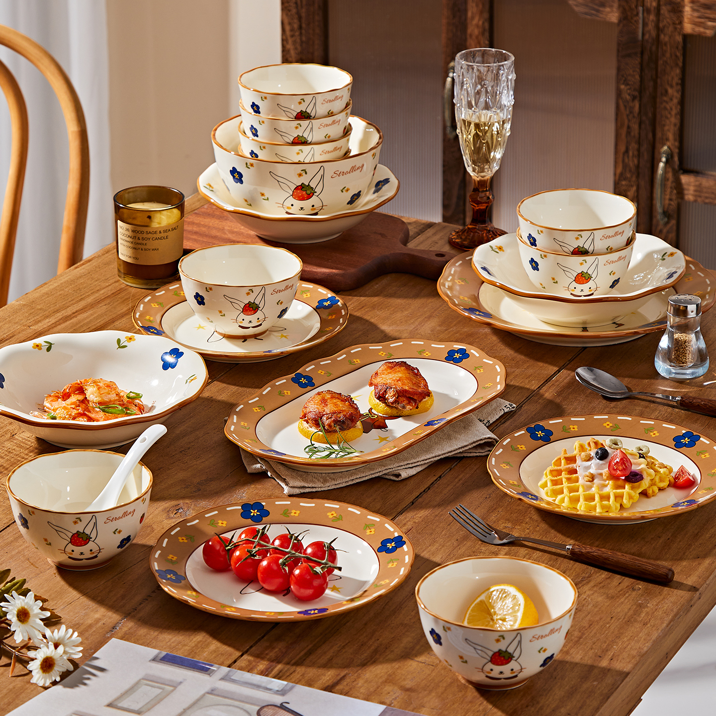 碗筷餐具套装家用2025新款高颜值卡通碗具漂亮的饭碗陶瓷碗米饭碗