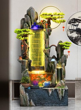 客厅假山流水喷泉鱼缸造景摆件循环水办公室招财风水轮礼物装饰品
