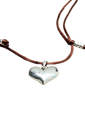 韩国小众设计爱心吊坠项链女简约可调节抽绳颈链气质高级感锁骨链