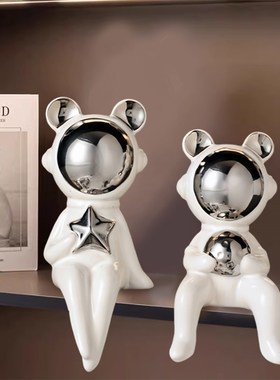 创意客厅桌面树脂摆件太空人电视柜酒柜玄关高档轻奢家居套装饰品