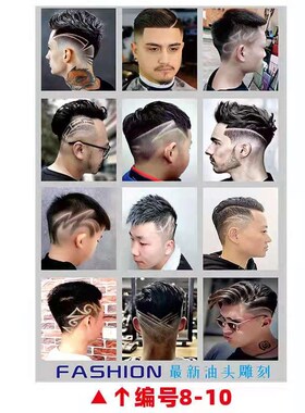 理发店海报墙贴发型图墙面壁画发廊男I女短发造型装饰贴网红贴画
