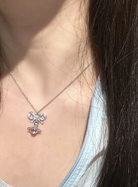 黄铜项链 【蝴蝶结项链】爆款减龄百搭星球土星项链锁骨链气质款